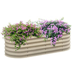 4.9' x 2' x 1.4' Galvanized Raised Garden Bed Kit, Metal Planter Box with Safety Edging, Cream