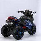 3-Wheel 12V Kids Electric Ride-On Motorcycle with Training Wheels and Headlight, Motorbike with MP3/USB, 43.5'' L x 23.5'' W x 29'' H, Blue
