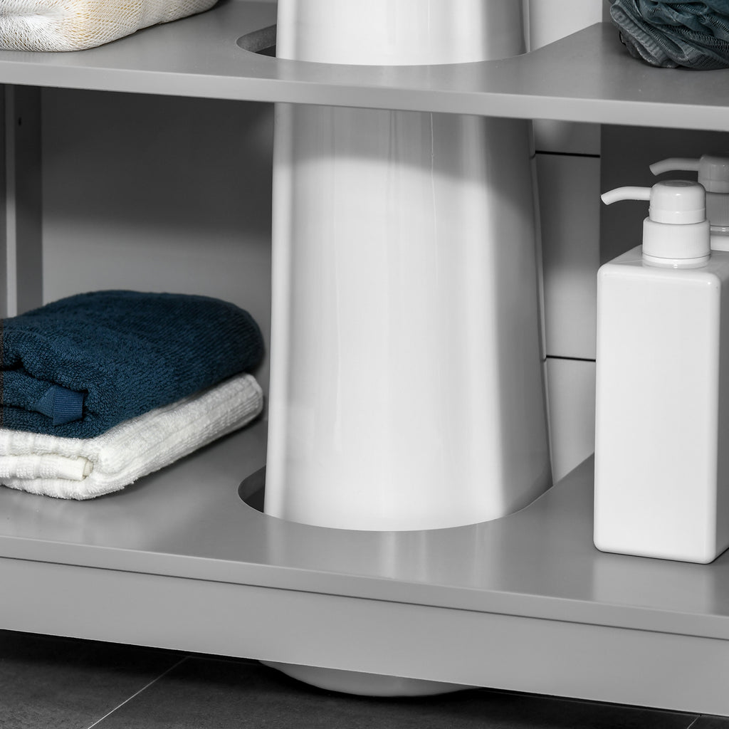 Under Sink Pedestal Storage Bathroom Cabinet, Gray
