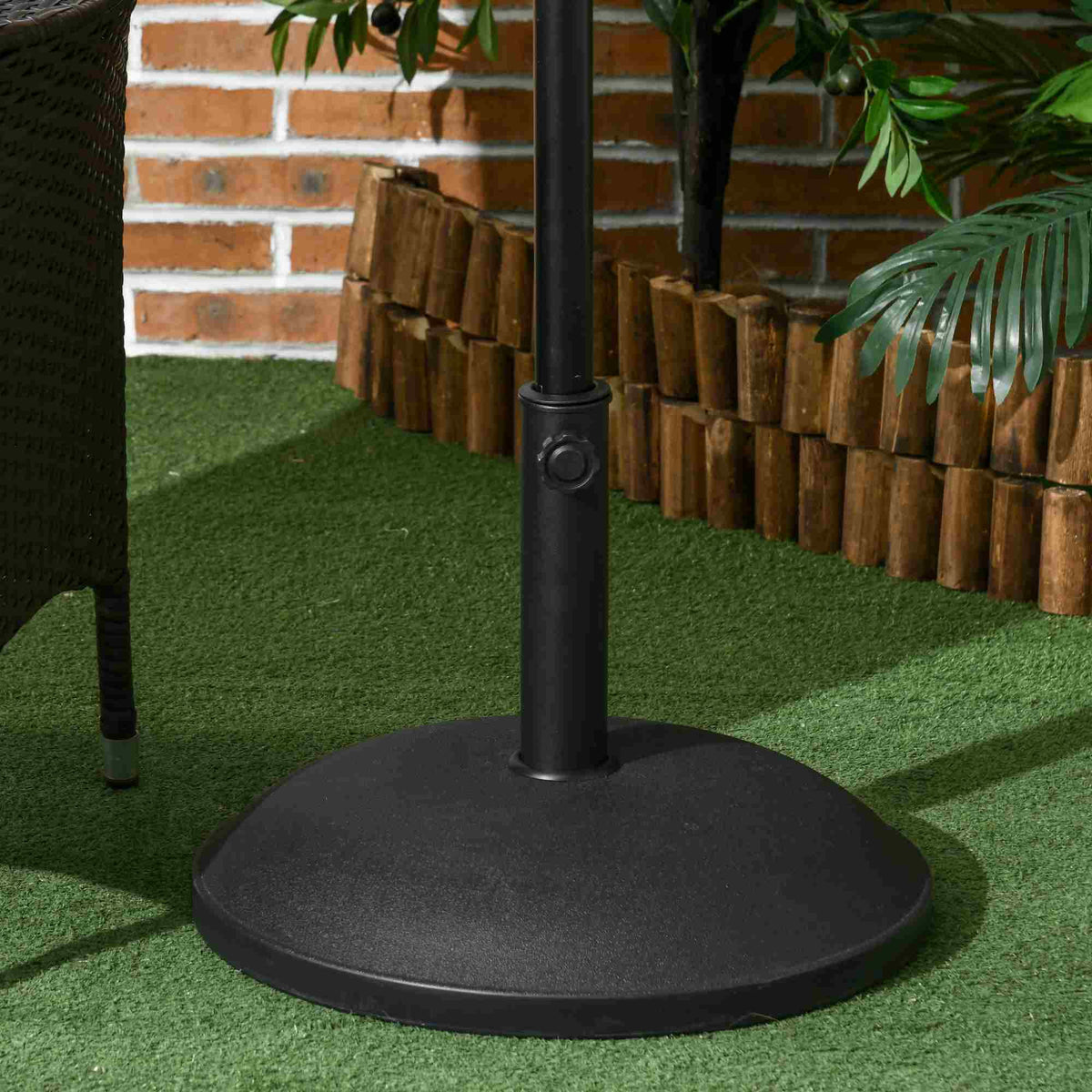 20" 55 lbs Round Cement Umbrella Base Stand Market Parasol Holder with Tightening Knob & Easy Setup, for Φ1.3", Φ1.5", Φ1.9" Pole, for Lawn, Deck, Backyard, Garden, Black