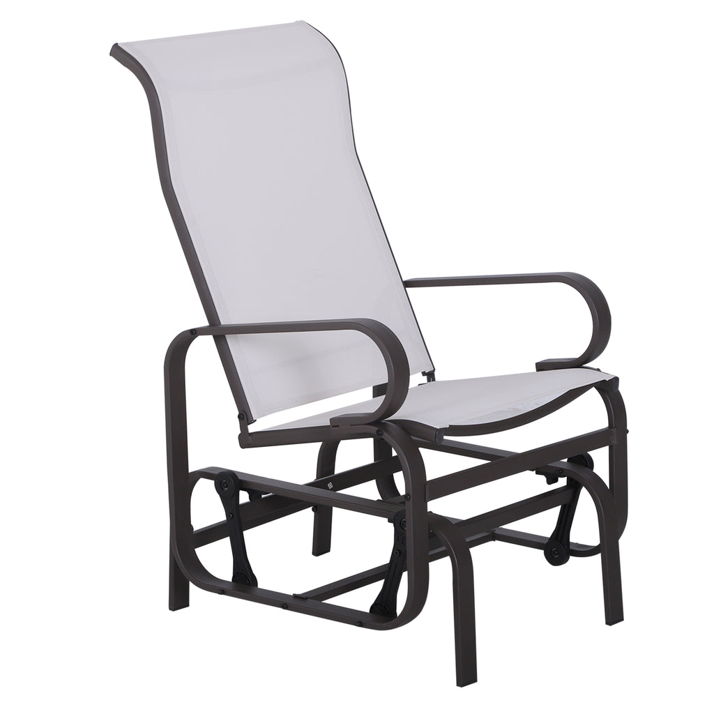 Gliding Lounger Chair, Single Rocker with Lightweight Metal & Mesh Construction, White