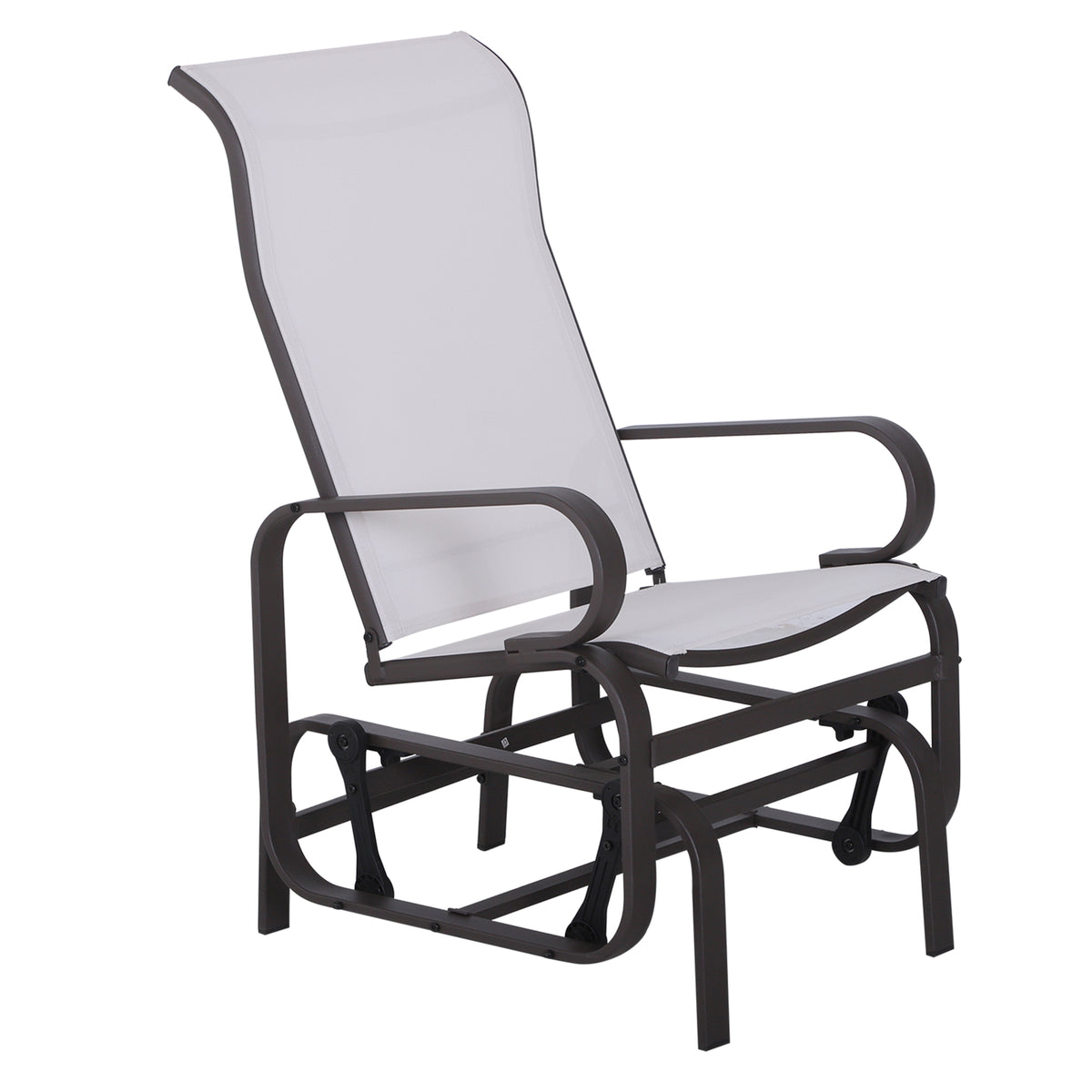 Gliding Lounger Chair, Single Rocker with Lightweight Metal & Mesh Construction, White