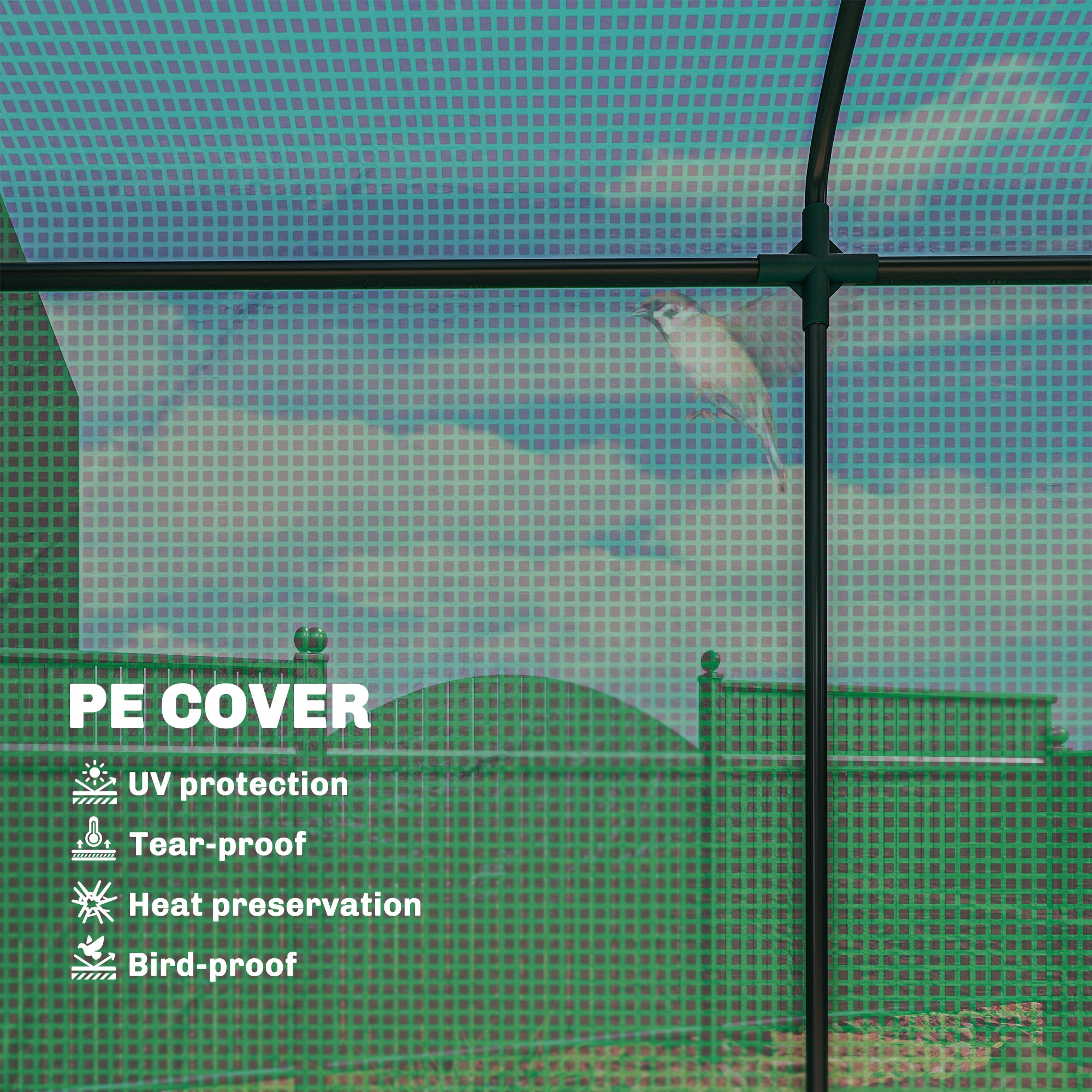 Mini Greenhouse, Portable Greenhouse with Roll-Up Door and 2 Mesh Windows, PE Cover, 78.7" x 29.5" x 74", Green