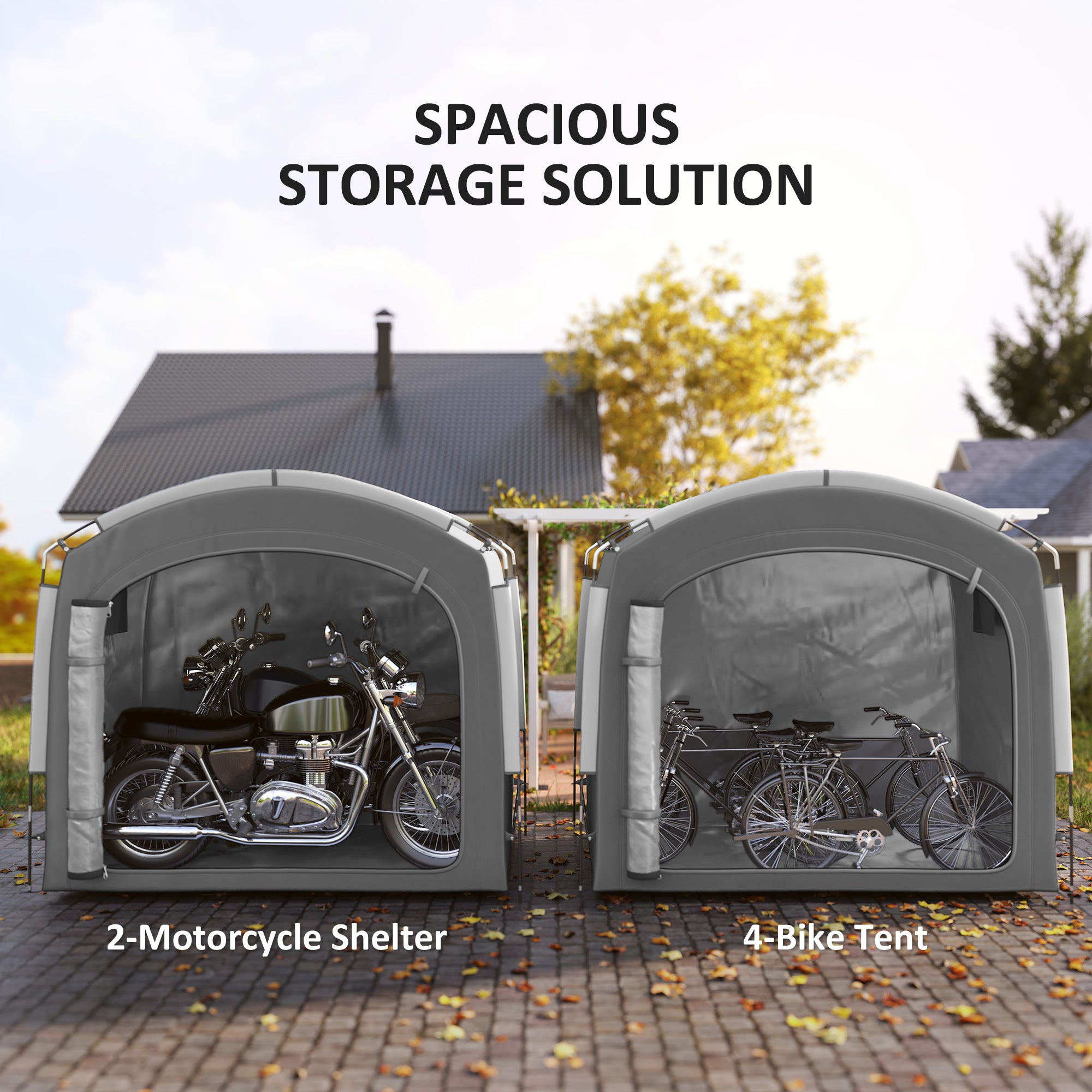 Bike Storage Shed Tent, Portable and Waterproof with 210D Oxford Fabric and Carry Bag for 3-4 Bicycles, Dark Gray