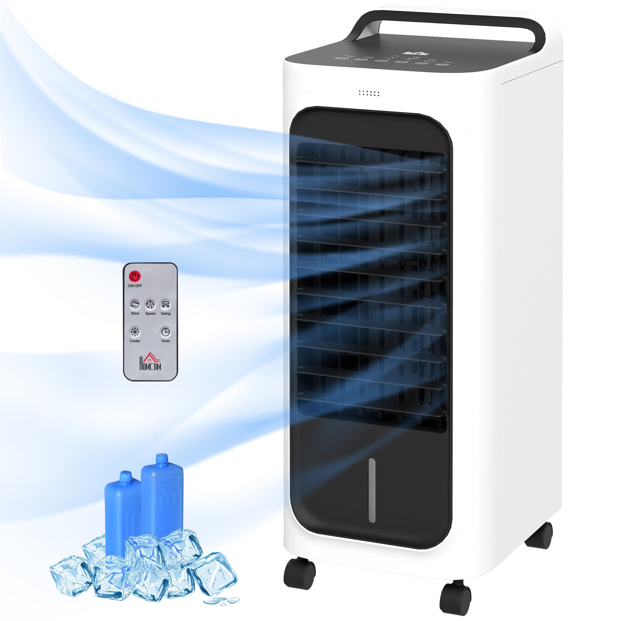 Room Air Cooler with Ice Packs, Ice Cooling Fan Water Humidifier Unit with Remote, Timer, Oscillating