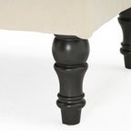 28" Pillow Top Ottoman with Button Tufted Upholstery, Turned Birch Legs, Extra Seating or Footrest, 28.5"x18"x17.75", Cream