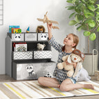 Toy Organizer with 6 Storage Bins, 25" x 12" x 26", Gray
