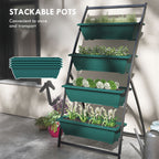 4-Tier Vertical Raised Garden Planter with 4 Boxes, Outdoor Plant Stand Grow Container for Vegetable & Flowers, Green