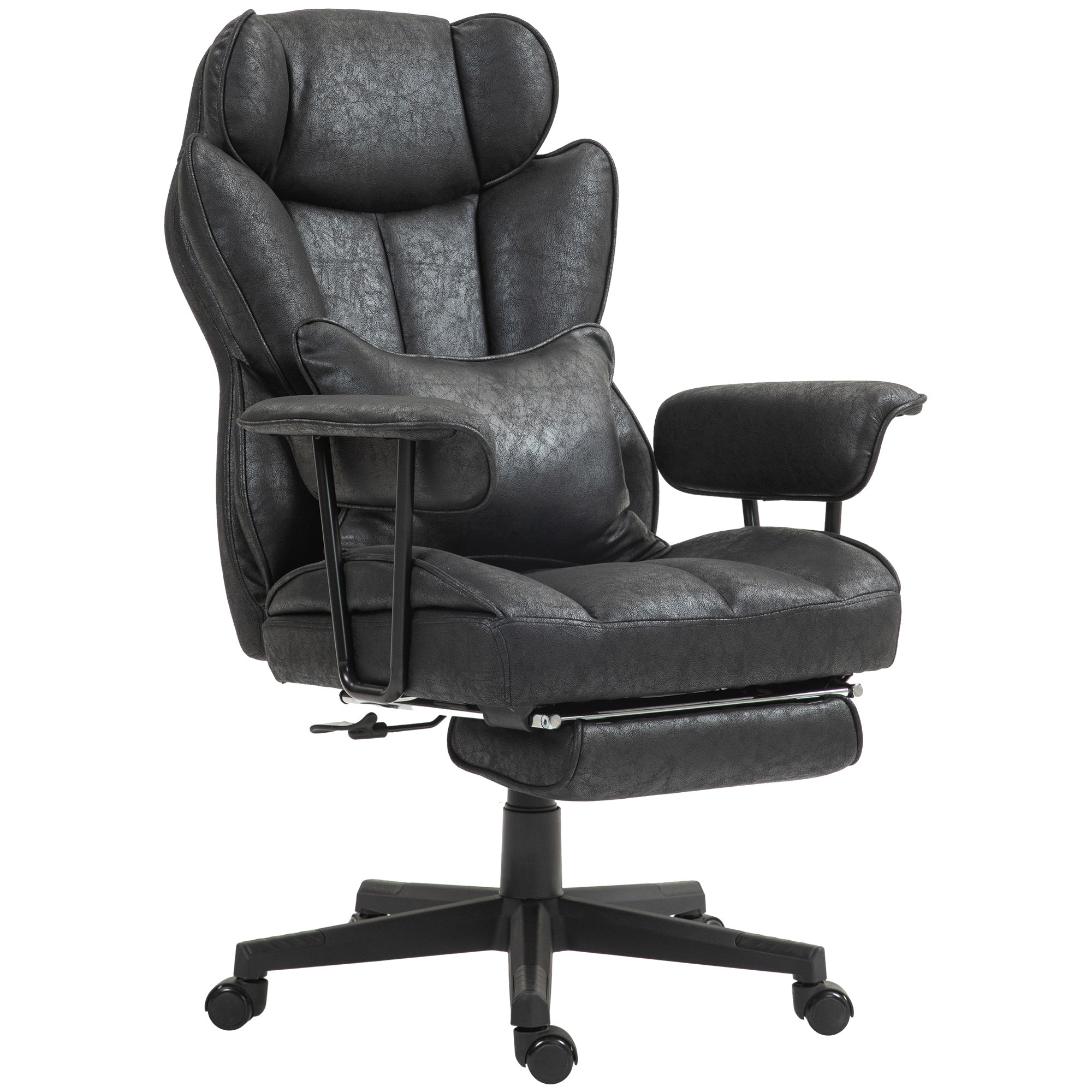 396lbs. Big and Tall Office Chair, Executive Office Chair with Footrest, Lumbar Support, and Reclining Function, Black