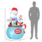 5ft Christmas Inflatables Outdoor Decorations Blessed Polar Bear and Penguins in the Cup, Blow-Up LED Yard Christmas Decor for Garden, Lawn, Party, Holiday