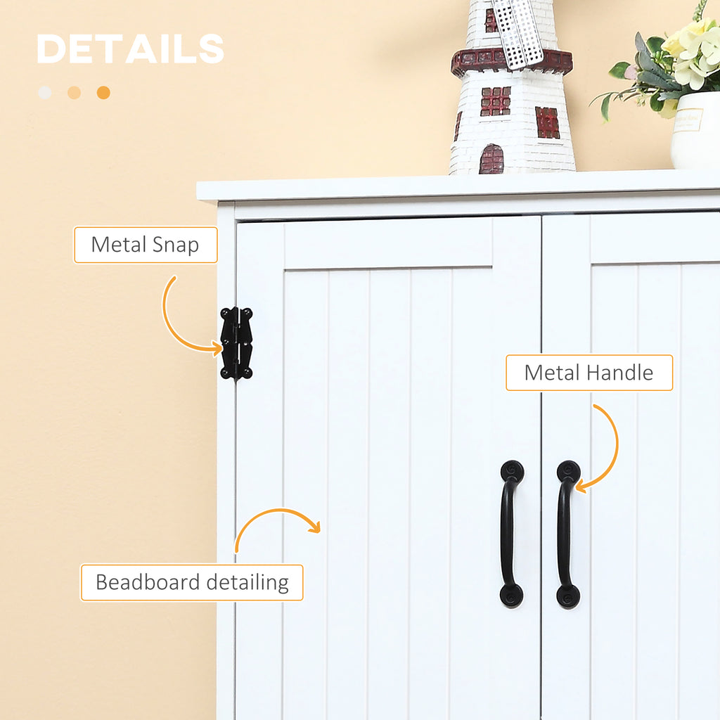 Accent Floor Storage Cabinet Kitchen Pantry with Adjustable Shelves and 2 Lower Doors, White