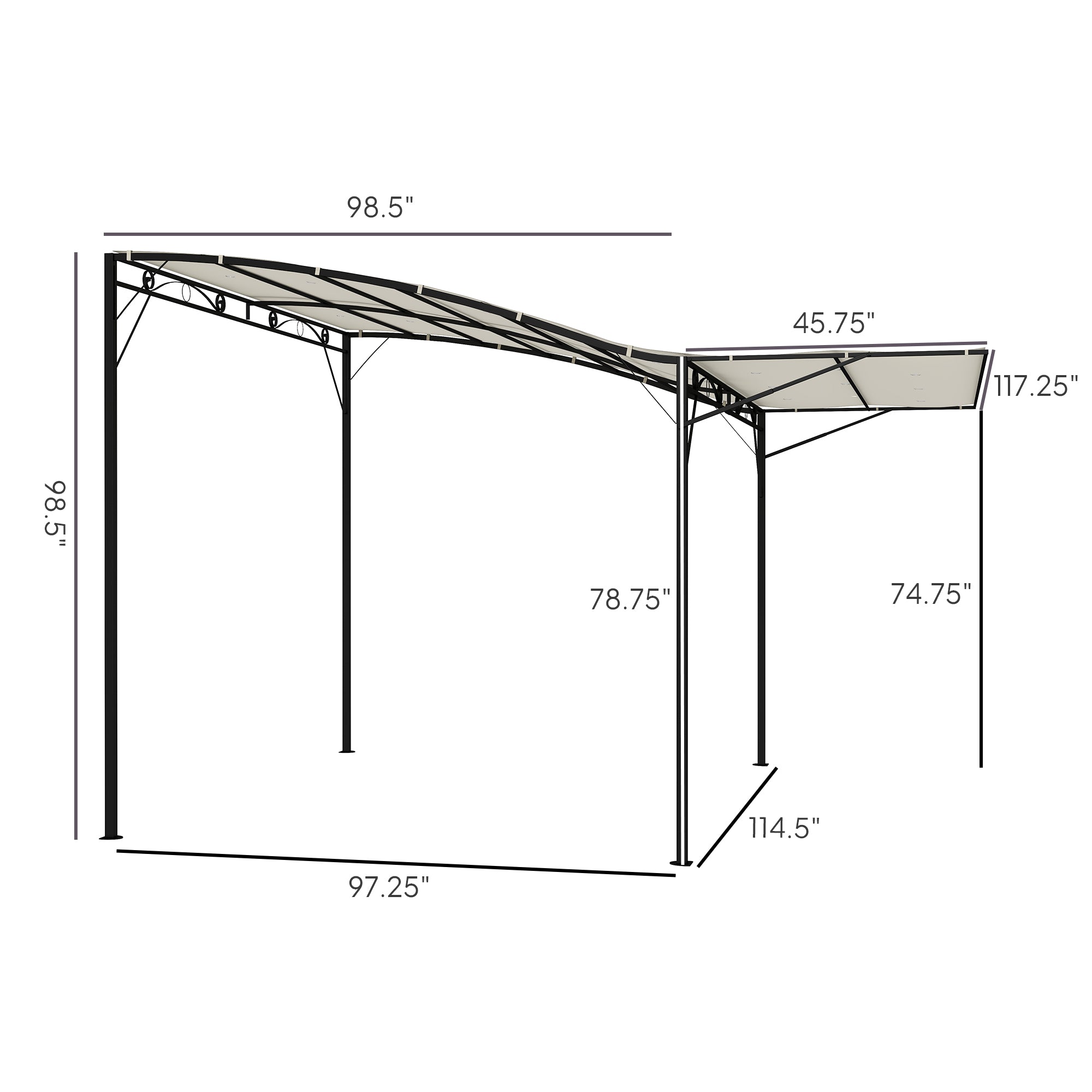 10' x 8' Outdoor Pergola and Patio Gazebo for Garden, Camper, Deck, Doors and Windows, Cream White