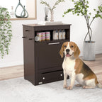 Pet Feeder Station Storage Cabinet, Dog Food Storage Container with Dog Raised Bowls, Watering Supplies, Gray