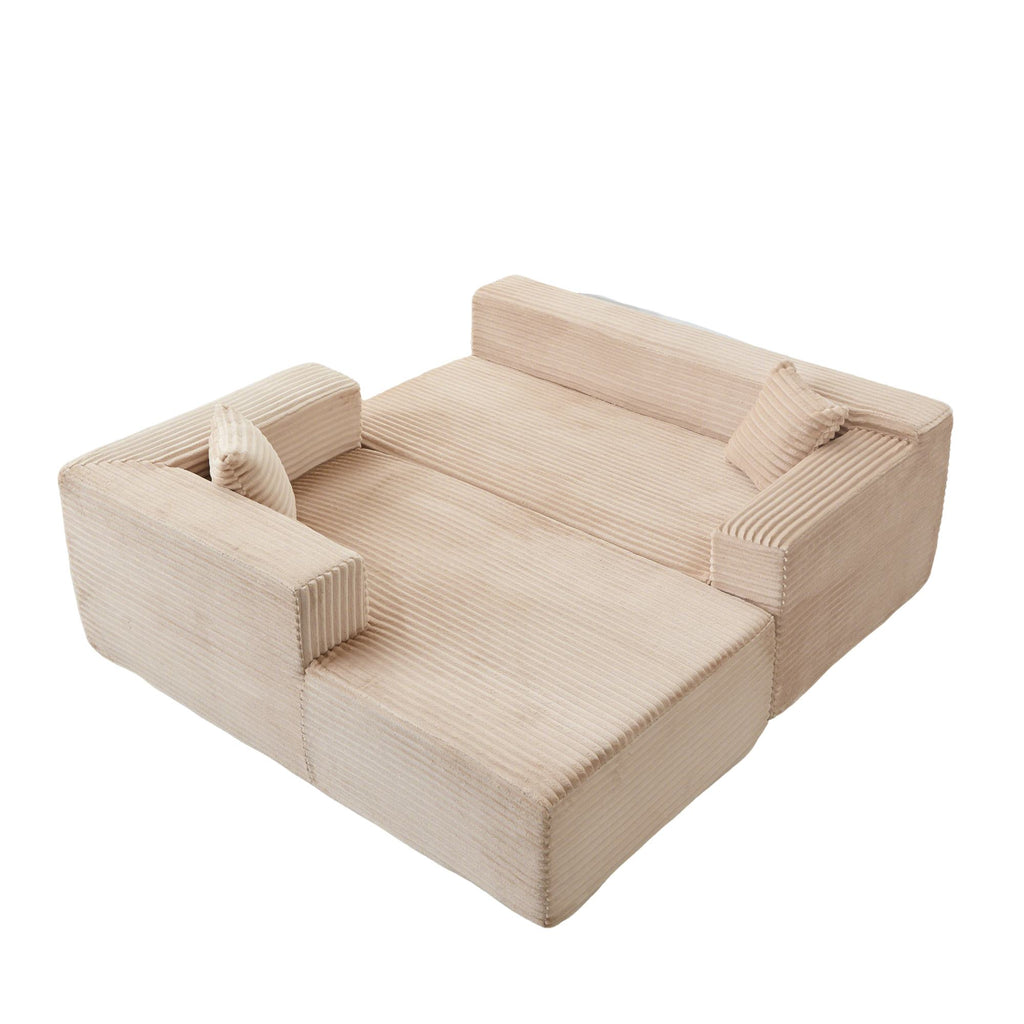 Compressed Sofa Minimalist Sectional with Comfy Chaise, Modular Oversized Sofa for Living Rooms, 110'' L x 70.5'' W x 23.5'' H, Beige