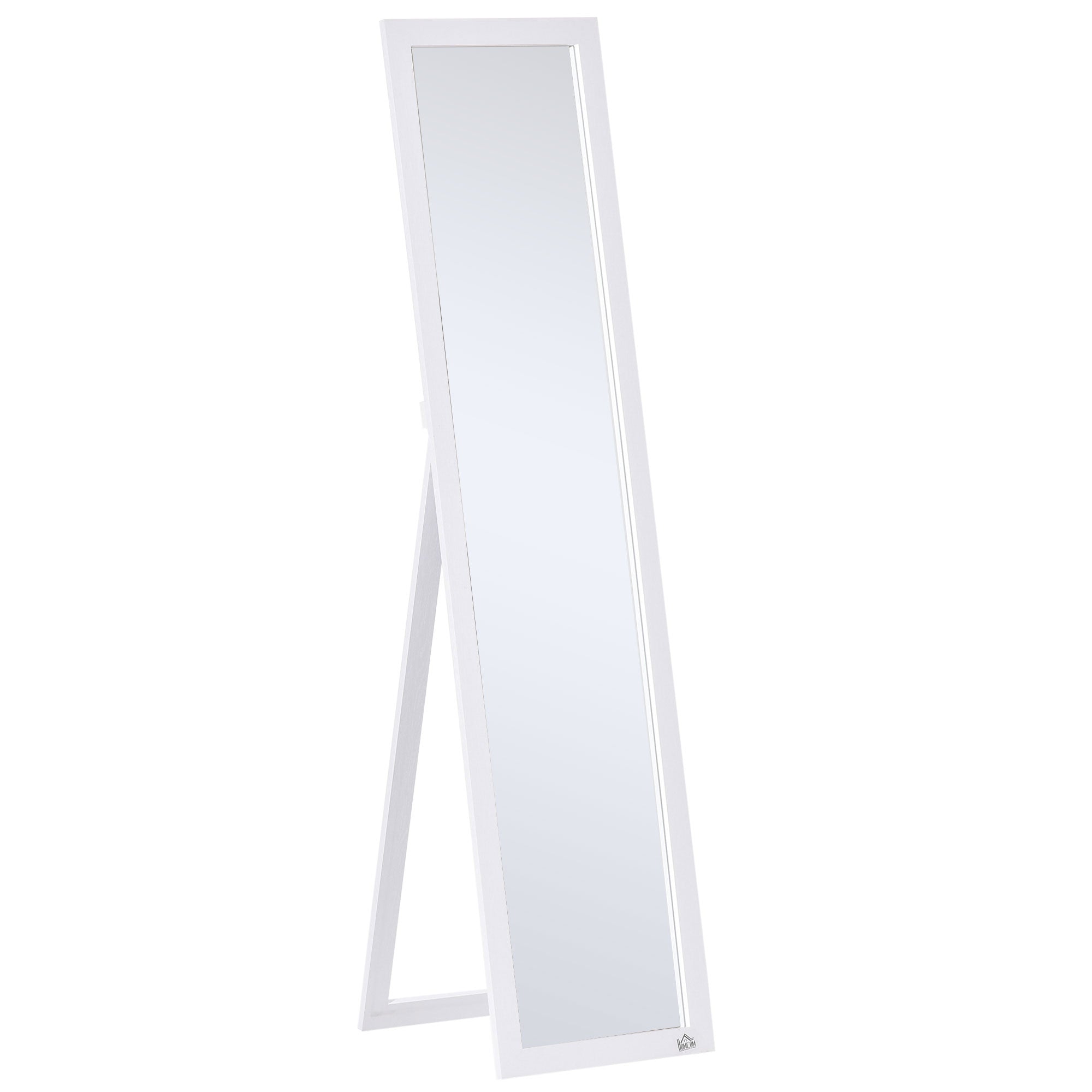 Full Length Glass Mirror, Freestanding or Wall Mounted Dress Mirror for Bedroom, Living Room, Bathroom, White