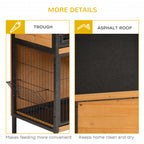 48" 2-Story Large Rabbit Hutch Bunny Cage Wooden Pet House Metal Frame with Rooms, Ramp, No Leak Tray, Feeding Trough, Waterproof Asphalt Roof for Rabbits, Chickens, Ducks, Outdoor/Indoor