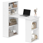 Computer Desk with 6-Tier Storage Shelves, Writing Desk Workstation with Bookshelf for Home Office, White