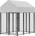 Outdoor Dog Kennel with Roof, 6' x 4' x 6' Heavy Duty Welded Wire Dog Playpen Enclosure with Escape-proof Lock
