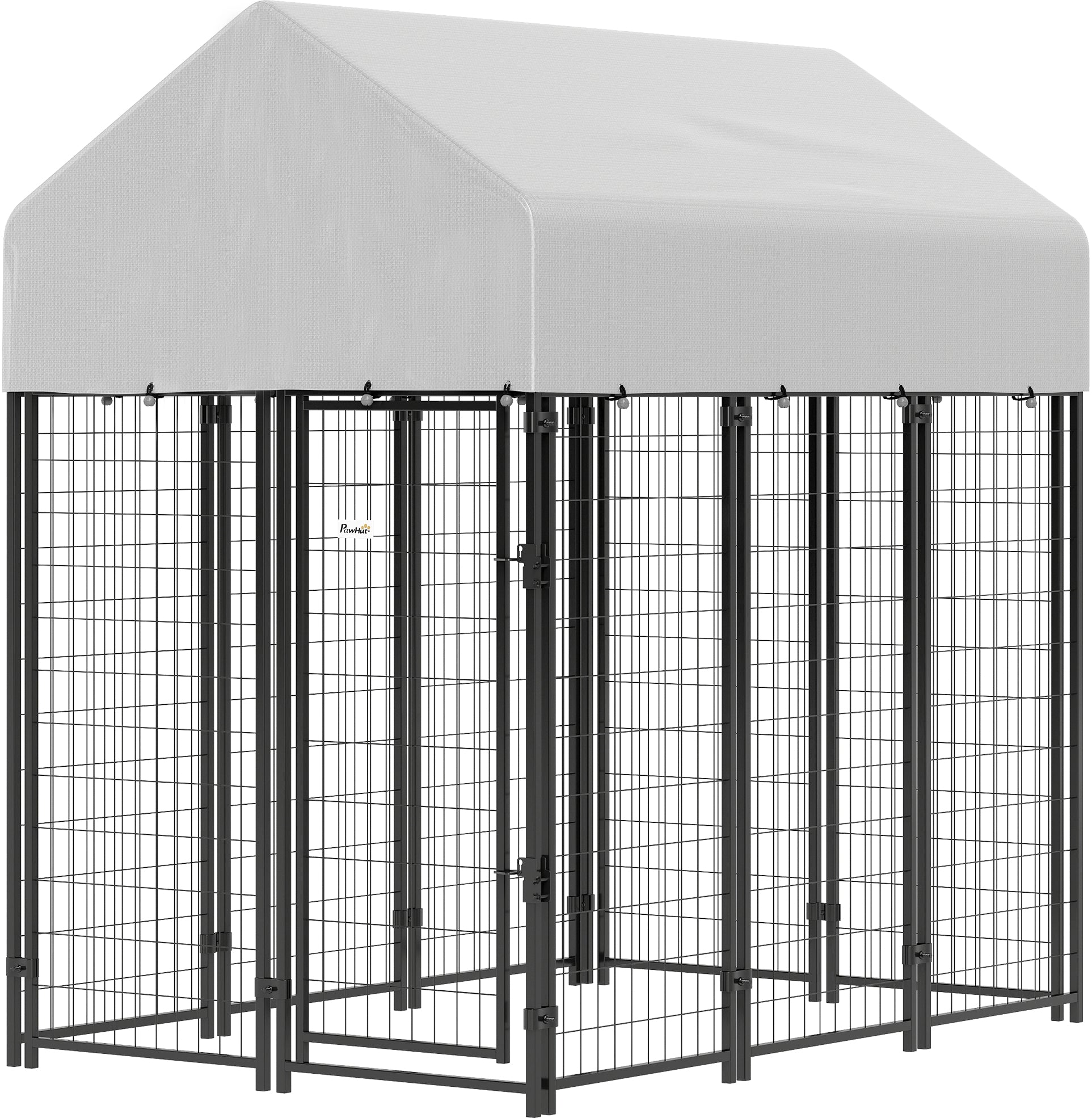 Outdoor Dog Kennel with Roof, 6' x 4' x 6' Heavy Duty Welded Wire Dog Playpen Enclosure with Escape-proof Lock