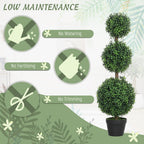 Set of 2 Artificial Ball Boxwood Topiary Trees, Fake Plants in Pot for Indoor Outdoor Living Room Green