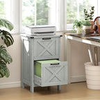 Vertical File Cabinet with 2 Drawers, Rustic Farmhouse Office Storage Cabinet for A4, Letter Size, Distressed Light Gray