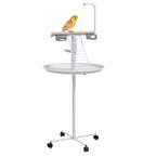 Bird Stand with Wheels, Perches, Feed Bowls, Round Tray for Parrot