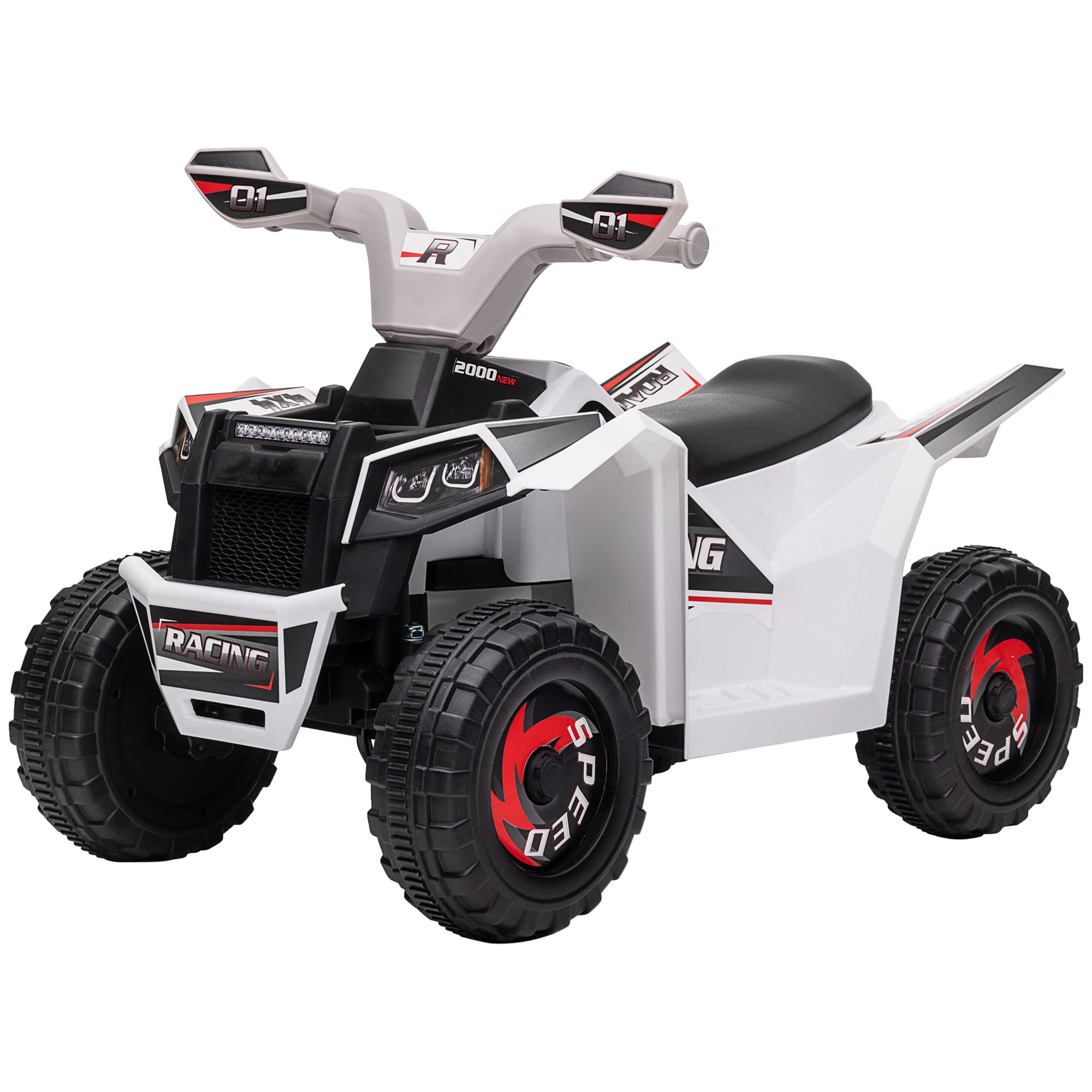 6V Electric Toy Car with Forward Backward, Wear-Resistant Wheels for Ages 18-36 Months, White