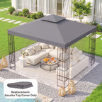 Gazebo Replacement Canopy for Model 01 -0153, 2-Tier Top Cover for 9.8' x 9.8' Gazebo, Charcoal (TOP ONLY)