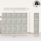 5 Panel 67" Tall Wood Privacy Screen Room Divider with 3 Shelves and Folding Storage for Bedroom, Distressed White