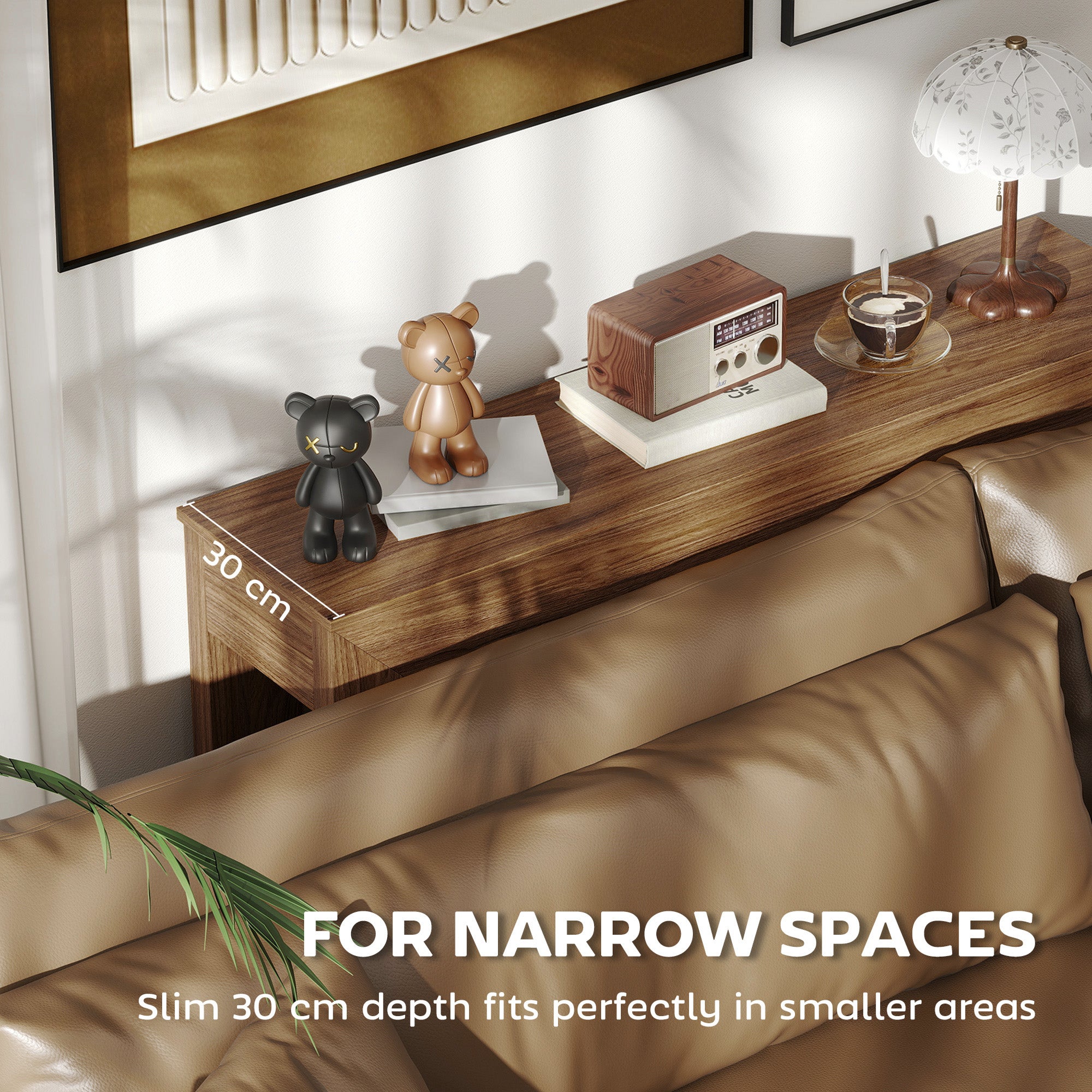 Modern Console Table, 47" Narrow Entryway Table, Walnut