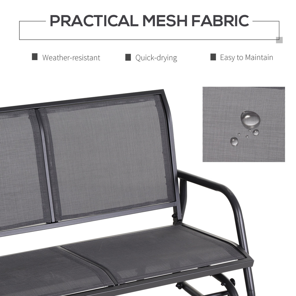 2-Person Outdoor Glider Bench Patio Double Swing Rocking Chair Loveseat w/Power Coated Steel Frame for Backyard Garden Porch, Grey