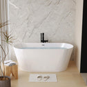 59" Acrylic Freestanding Soaking Bathtub with Double-Wall Insulation, Ergonomic Deep Tub for Heat Retention, 59" L x 29.5" W x 23" H, Gloss White