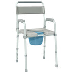 Bedside Commode Chair for Seniors, Adults, Handicap, Raised Toilet Seat with Arm, Adjustable Height, 331 lbs, Gray