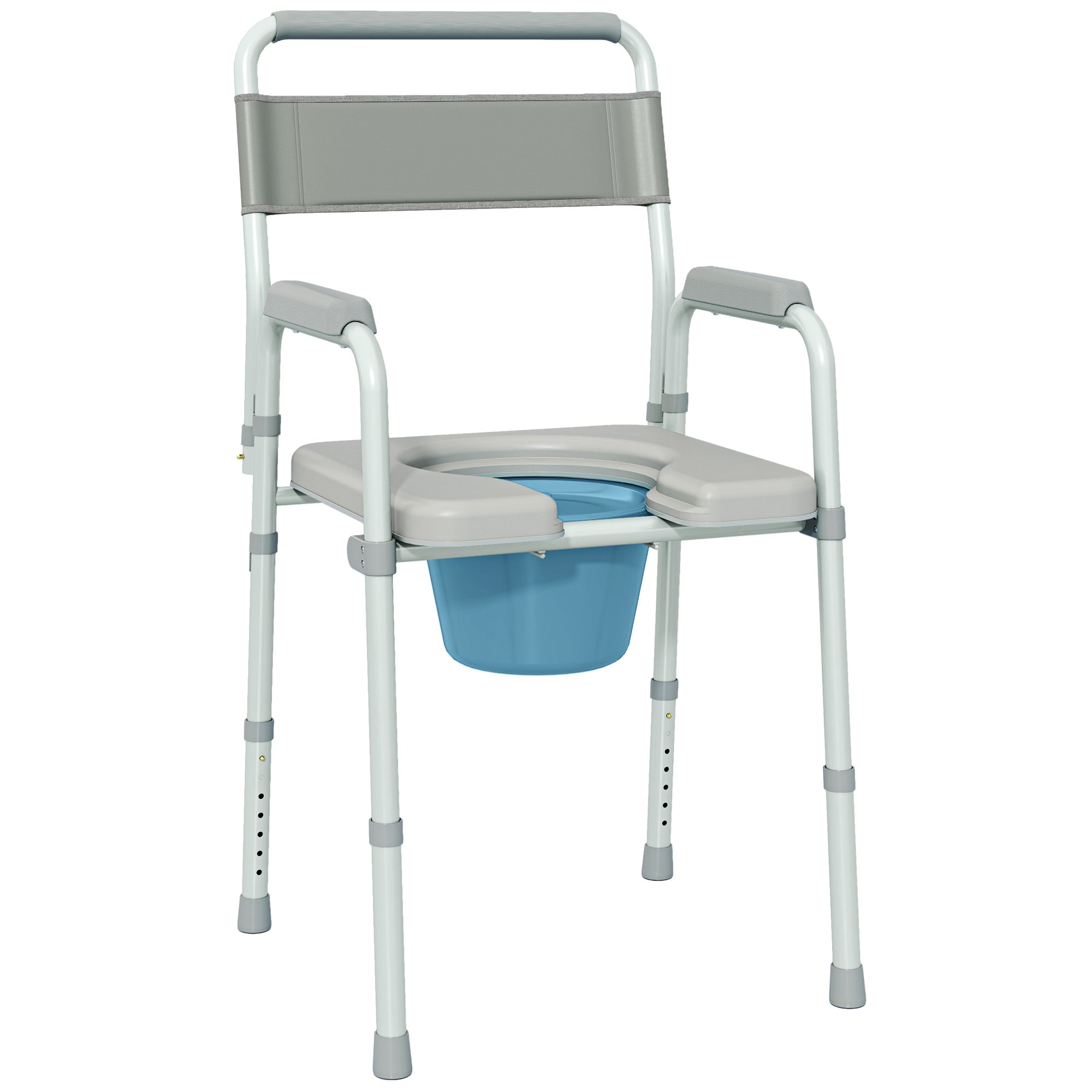 Bedside Commode Chair for Seniors, Adults, Handicap, Raised Toilet Seat with Arm, Adjustable Height, 331 lbs, Gray