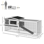 Rabbit Hutch 2-Story Bunny Cage, Guinea Pig Cage Indoor Outdoor, Small Animal House with Slide Out Tray, for Rabbits, Chickens, Ducks, 61.5" x 23" x 27", Light Gray
