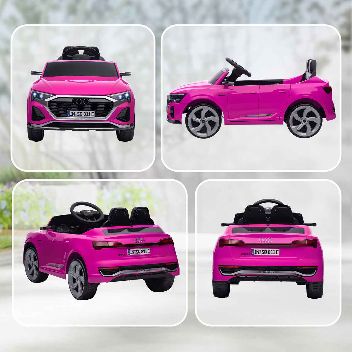 Q8 e-tron Sportback Licensed 12V Battery Powered Kids Electric Car w/ Spring Suspension, Soft Start, Pink