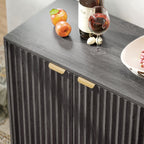 Fluted Sideboard Buffet Cabinet, 55" Coffee Bar Cabinet with 4 Doors, 2 Adjustable Shelves, 5 Wood Legs, Dark Gray