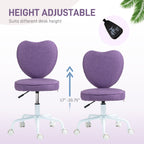 Heart Love Shaped Back Design Office Chair with Adjustable Height, Purple