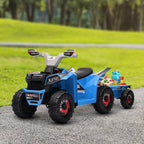 6V Electric Toy Car with Back Trailer, Forward Backward, Wear-Resistant Wheels for Ages 18-36 Months, Blue