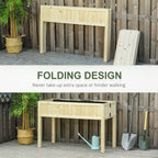 Raised Garden Bed Elevated Wooden Planter Box with Space-Saving Folding Design, Drainage Holes, & Inner Liner for Vegetable Fruit Herb Grow