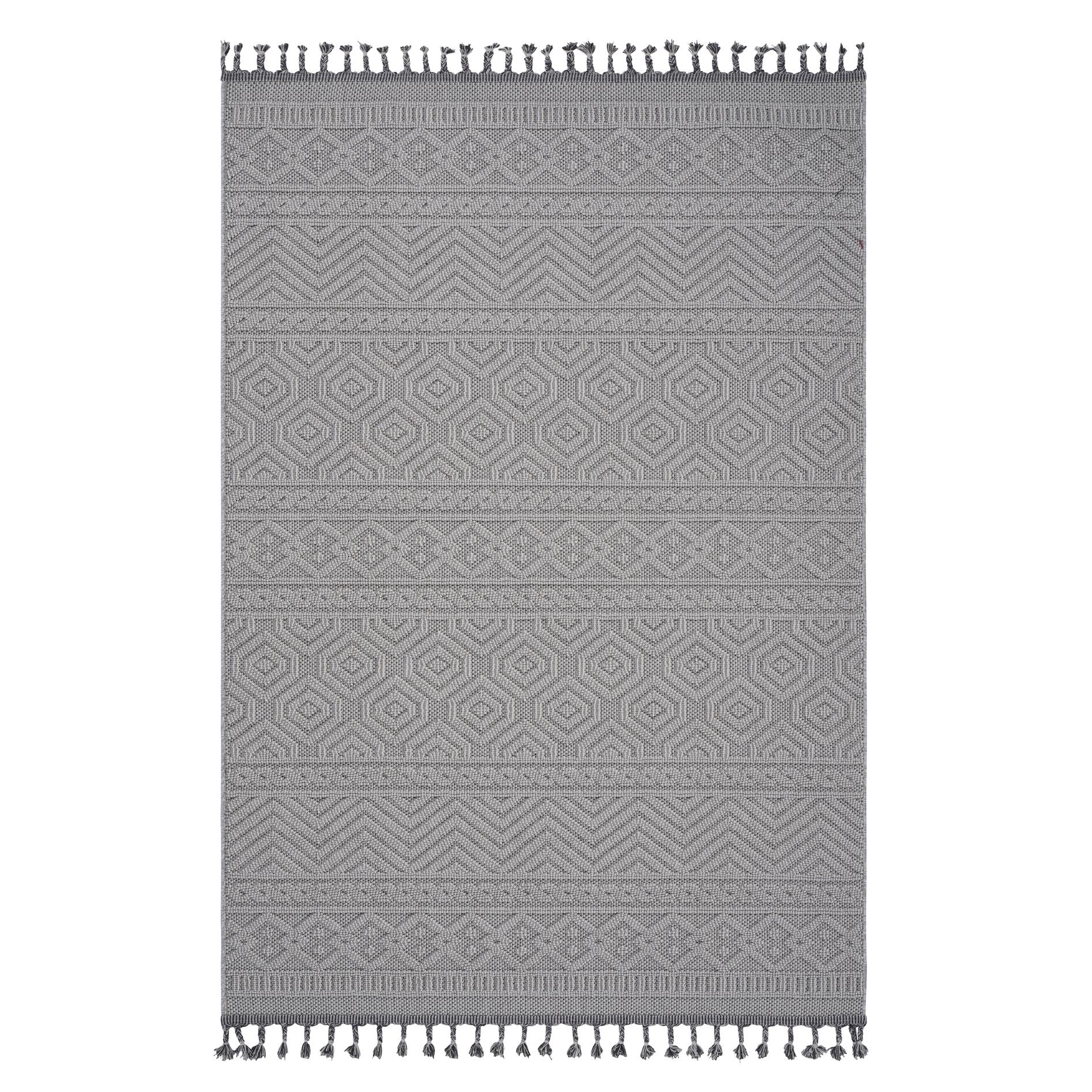 Naar 8x10 Geometric Indoor Outdoor Stain-Resistant Area Rug with Medium Pile Height, Kid and Pet-Friendly Carpet, 120" L x 93" W x 0.3" H, White