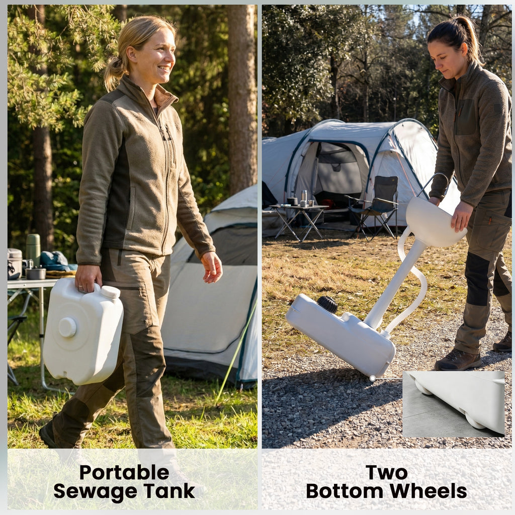 Portable Camping Sink, HDPE Handwashing Station Basin with 4.5 Gal Tank, 6.3 Gal Recovery Tank, Wheels & Soap Dispenser