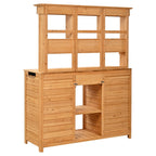 Tall Potting Bench with 3 Shelves, 6 Drawers, Hutch and Cabinet, Wood Garden Workstation for Patio, 50'' L x 20.5'' W x 65.5'' H, Natural