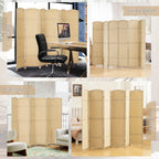 Folding Room Divider Screen 6 Panel 5.6' Tall Privacy Screen Freestanding Room Partition for Home Office, Beige