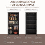 64" 4-Door Kitchen Pantry, Freestanding Storage Cabinet with 3 Adjustable Shelves for Kitchen, Gray Oak