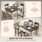 47.2" Rectangle Dining Table for 4, Mid-Century Modern Kitchen Table with Rubber Wood Frame for Dining Room, Mahogany