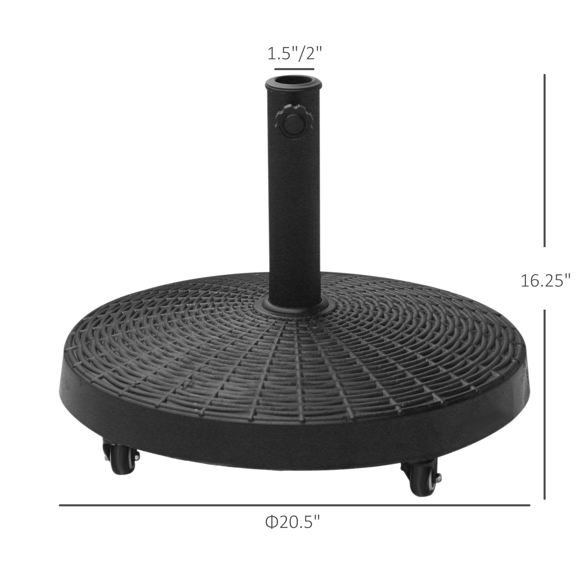 20.5" Heavy Duty Umbrella Stand, 50 lbs. Umbrella Base for 1.5" or 2" Umbrella Poles, Patio Market Stand for Deck, Black