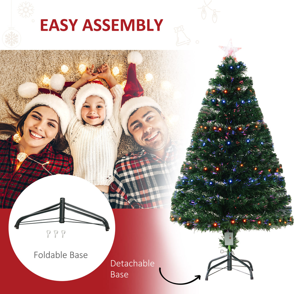 4ft Fiber Optic Artificial Fir Christmas Tree, LED Pre-Lit Holiday Decoration with 130 Lights and Branch Tips