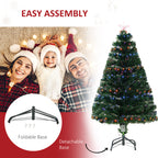4ft Fiber Optic Artificial Fir Christmas Tree, LED Pre-Lit Holiday Decoration with 130 Lights and Branch Tips