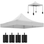 10' x 10' Replacement Canopy Top for Pop Up Canopy Tent with 4 Sand Bags, UPF50+ Protection, White